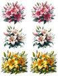 Rice Paper For Decoupage Lilies Collage Cat. No. 4551