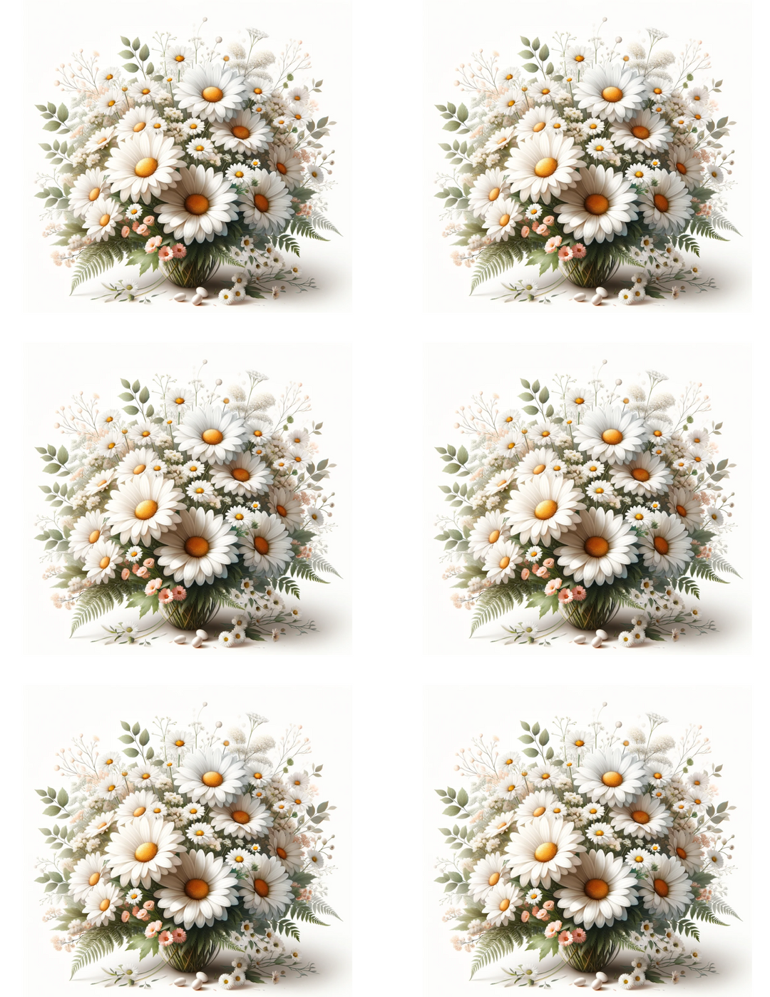 Rice Paper For Decoupage Daisy Bouquets Collage Cat. No. 4553