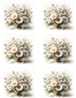 Rice Paper For Decoupage Daisy Bouquets Collage Cat. No. 4553