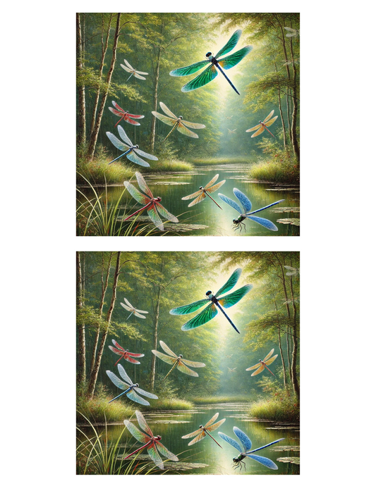 Rice Paper For Decoupage Dragonflies On The Lake Collage Cat. No. 4558