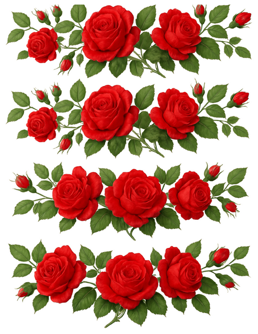 Rice Paper For Decoupage Red Roses Collage Cat. No. 4565