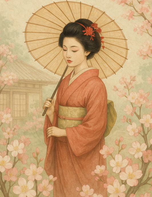 Rice Paper For Decoupage Geisha With Umbrella Full Cat. No. 4566