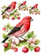 Rice Paper For Decoupage Red Bird Collage Cat. No. 4578