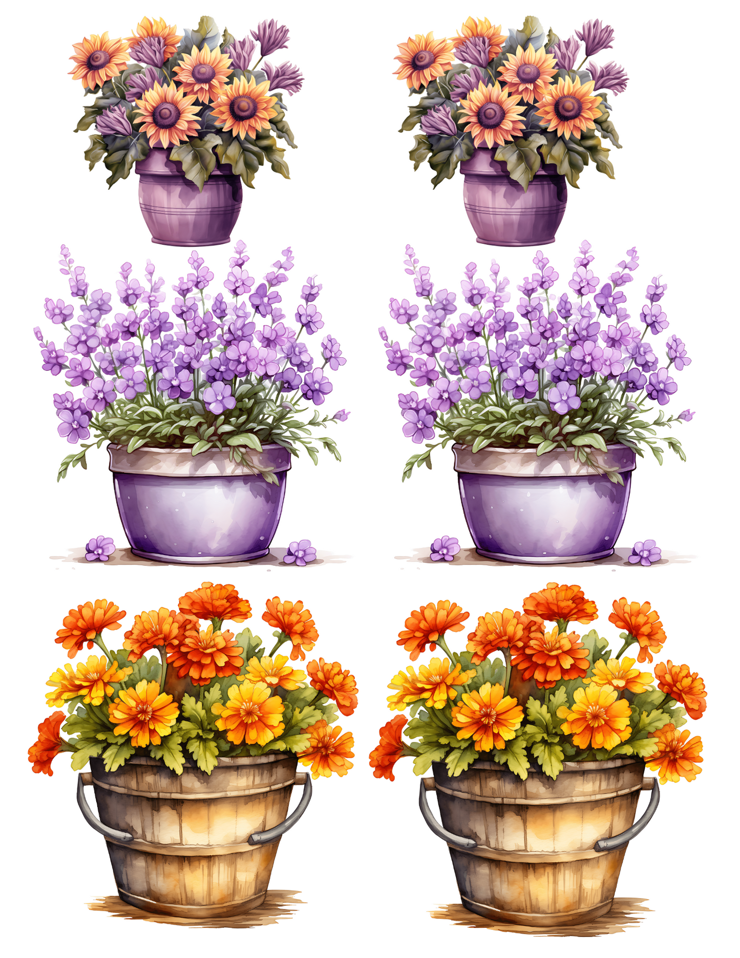 Rice Paper For Decoupage Various Flowers In Decorative Pot Collage Cat. No. 4589