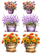 Rice Paper For Decoupage Various Flowers In Decorative Pot Collage Cat. No. 4589