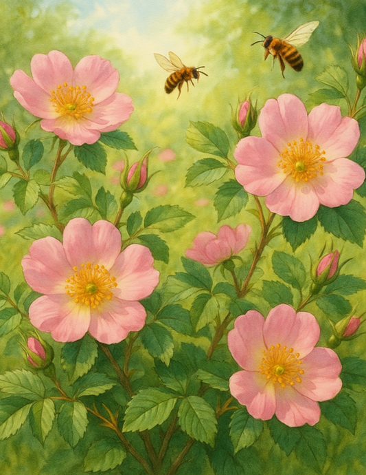 Rice Paper For Decoupage Bees Over Wild Roses Full Cat. No. 4590