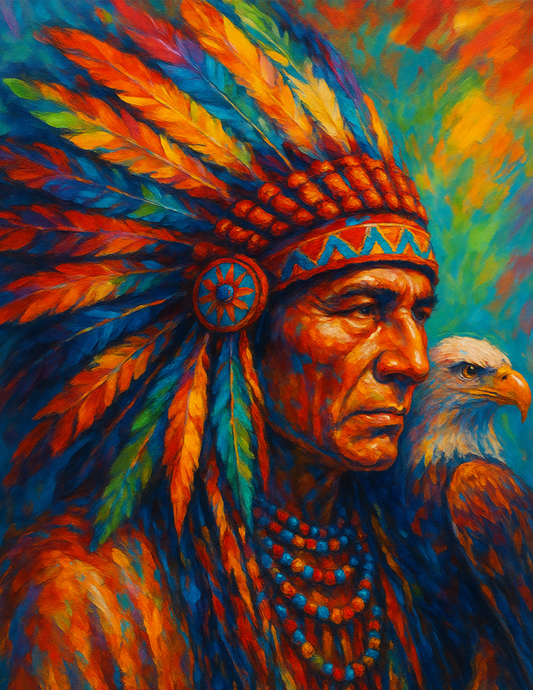 Rice Paper For Decoupage Red-skinned Indian With A Plume On His Head And An Eagle On His Shoulder Full Cat. No. 4596