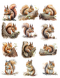 Rice Paper For Decoupage Squirrels Collage Cat. No. 4598