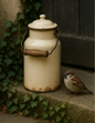 Rice Paper For Decoupage Enameled Milk Can And Sparrow Full Cat. No. 4600