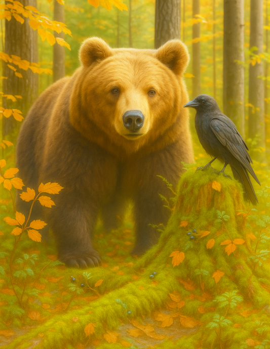 Rice Paper For Decoupage Bear And Raven Full Cat. No. 4602
