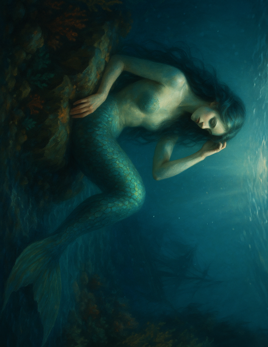 Rice Paper For Decoupage Pensive Mermaid Underwater Full Cat. No. 4604