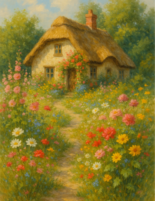 Rice Paper For Decoupage Cottage In Flowers Full Cat. No. 4618