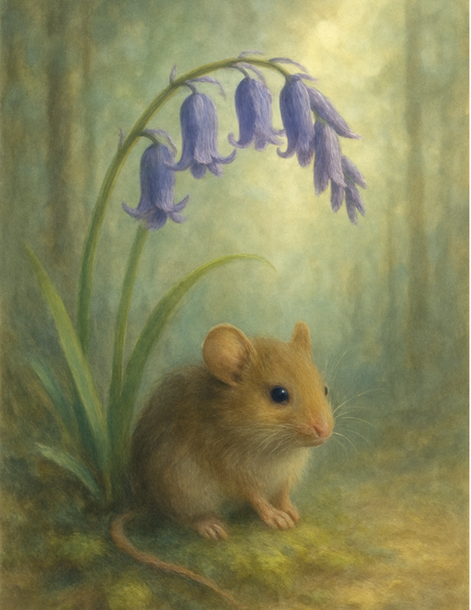 Rice Paper For Decoupage Field Mouse Under Flower Full Cat. No. 4622