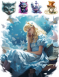 Rice Paper For Decoupage Alice From Wonderland Various Characters Collage Cat. No. 4624