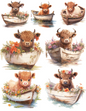 Rice Paper Decoupage High Land Cow In A Boat Cat. No. 4634
