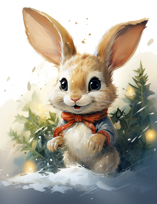 Rice Paper For Decoupage Winter Christmas Bunny Full Cat. No.4646
