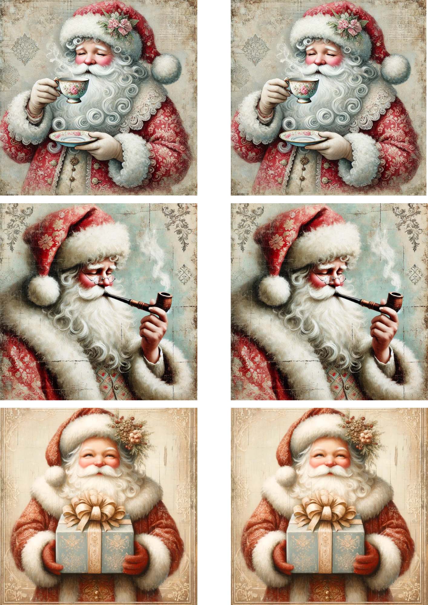 Rice Paper For Decoupage Santa Claus Collage Cat. No. 4654