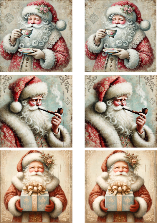 Rice Paper For Decoupage Santa Claus Collage Cat. No. 4654