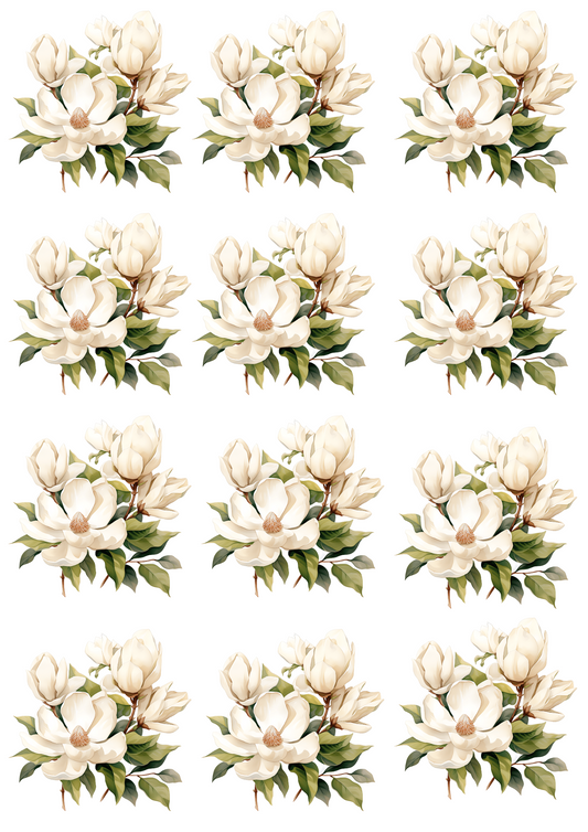 Rice Paper For Decoupage Magnolia Bouquets Collage Cat. No. 4669