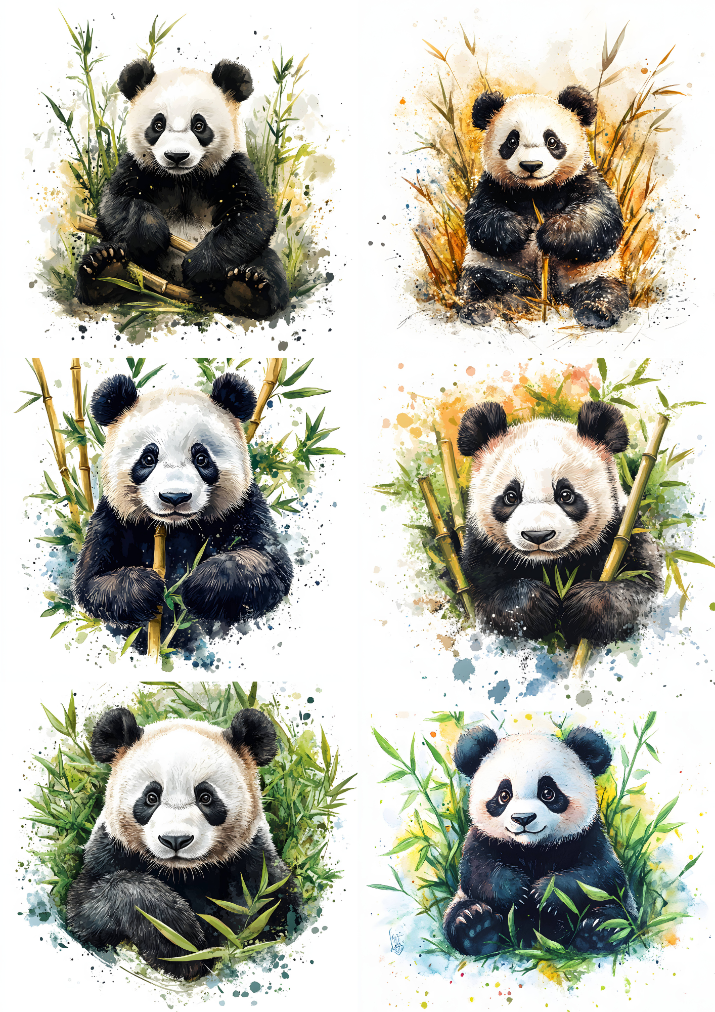 Rice Paper For Decoupage Panda In Bamboo Collage Cat. No. 4674
