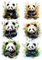 Rice Paper For Decoupage Panda In Bamboo Collage Cat. No. 4674