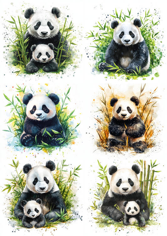 Rice Paper For Decoupage Panda In Bamboo Collage Cat. No. 4675
