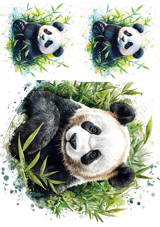 Rice Paper For Decoupage Panda In Bamboo Collage Cat. No. 4676