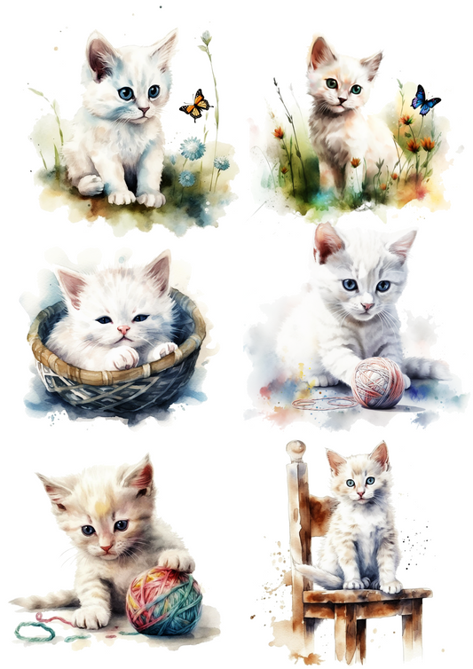 Rice Paper For Decoupage Little Kitten Collage Cat. No. 4677