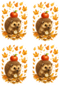 Rice Paper For Decoupage Autumn Hedgehog With Watch Collage Cat. No. 4685