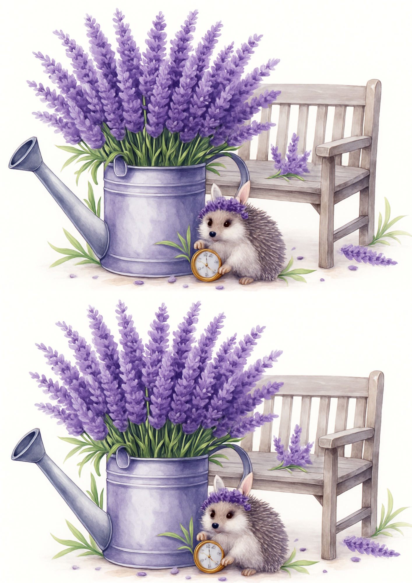 Rice Paper Decoupage Hedgehog With Pocket Watch In Lavender Collage Cat. No. 4686