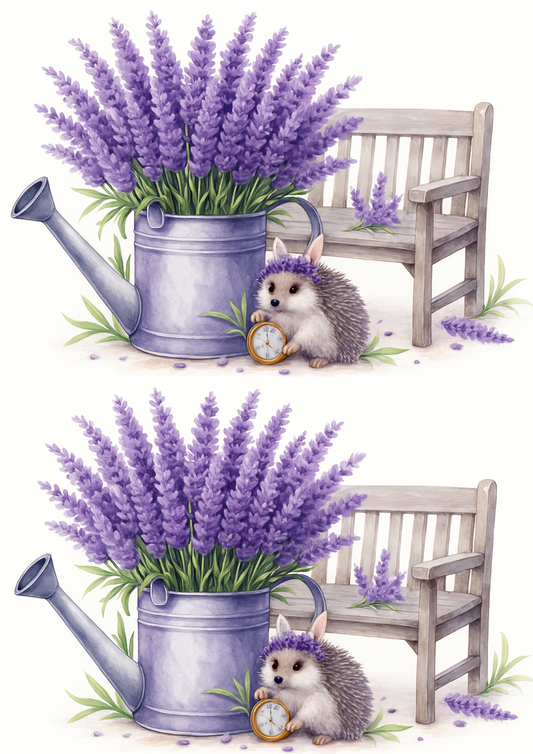 Rice Paper Decoupage Hedgehog With Pocket Watch In Lavender Collage Cat. No. 4686