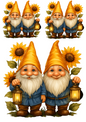 Rice Paper For Decoupage Gnomes In Sunflowers Collage Cat. No. 4695