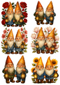 Rice Paper For Decoupage Gnomes In Flowers Various Collage Cat. No. 4696
