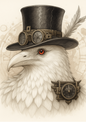 Rice Paper For Decoupage White Raven In Hat Steampunk Full Cat. No.4707