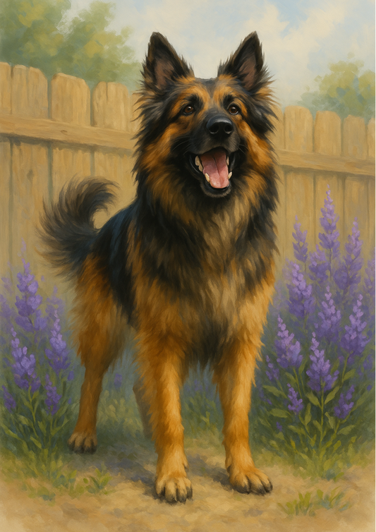 Rice Paper For Decoupage German Shepherd In A Lavender Full Cat. No. 4710