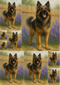 Rice Paper For Decoupage German Shepherd In A Lavender Collage Cat. No. 4711