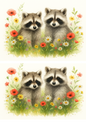 Rice Paper For Decoupage Raccoons In Flowers Collage Cat. No. 4716