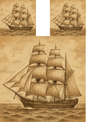 Rice Paper For Decoupage Sailing Ship Vintage Style Collage Cat. No. 4720