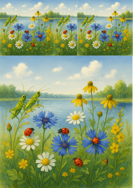 Rice Paper For Decoupage Flower Meadow Summer Collage Cat. No. 4722