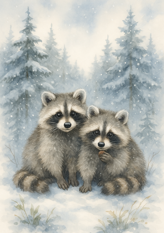 Rice Paper For Decoupage Raccoons In Winter Full Cat. No. 4723