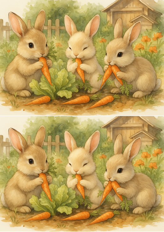 Rice Paper For Decoupage Bunnies Are Eating Carrots Collage Cat. No. 4730