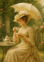 Rice Paper For Decoupage Victorian Lady With Umbrella Cat. No. 4732