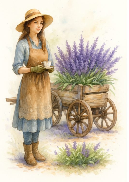 Rice Paper For Decoupage Gardener With A Cart With Lavender Full Cat. No. 4734