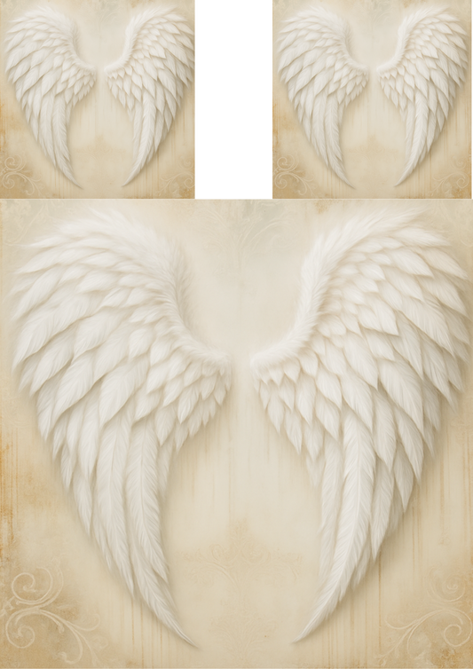 Rice Paper For Decoupage White Angel Wings Full Cat. No. 4737