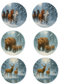 Rice Paper For Decoupage Various Winter Animals In Circles Collage Cat. No. 4764