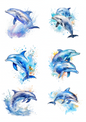 Rice Paper For Decoupage Dolphins Collage Cat. No. 4766