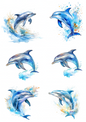 Rice Paper For Decoupage Dolphins Collage Cat. No. 4767