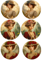 Rice Paper Decoupage Victorian Woman in Circles Collage Cat. No. 4771