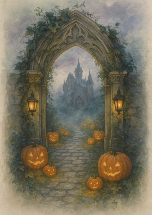Rice Paper For Decoupage Gothic Halloween Gate To The Castle Full Cat. No. 4772