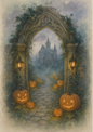Rice Paper For Decoupage Gothic Halloween Gate To The Castle Full Cat. No. 4772